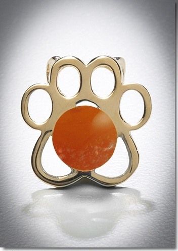 Orange Paw Yellow Gold Cremation Pendant